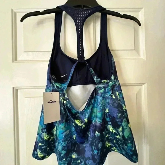 New Nike Swim Tankini, women, size small, blue and green, swimming, - Picture 3 of 4